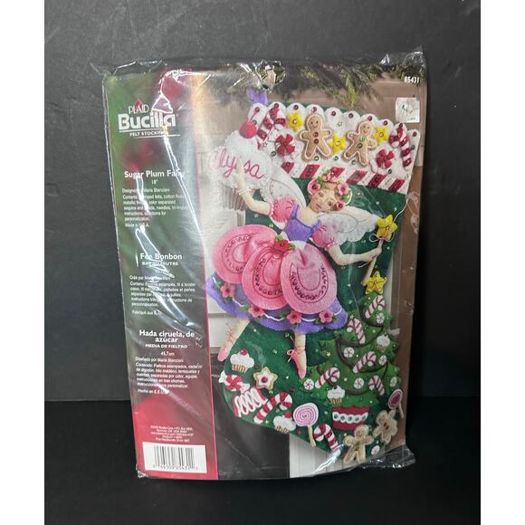 Bucilla SUGAR PLUM FAIRY 18" Christmas Felt Stocking Kit 85431 NEW Sealed - Picture 1 of 5